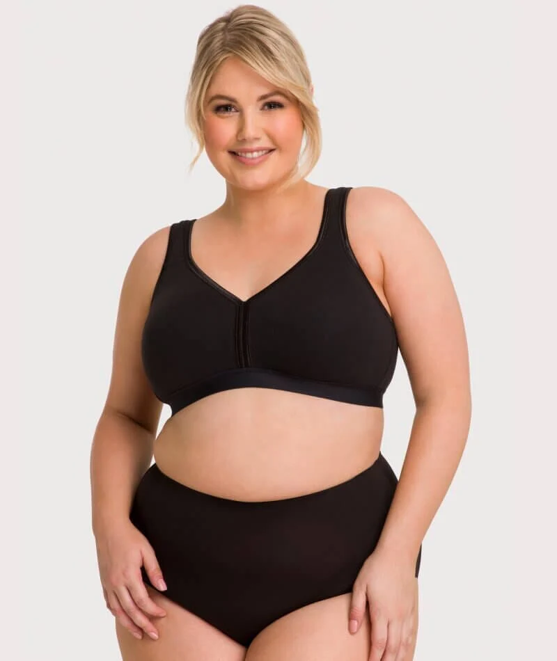 Ava & Audrey Faye Cotton Wire-free Support Bra 3 Pack - Black - Image 6