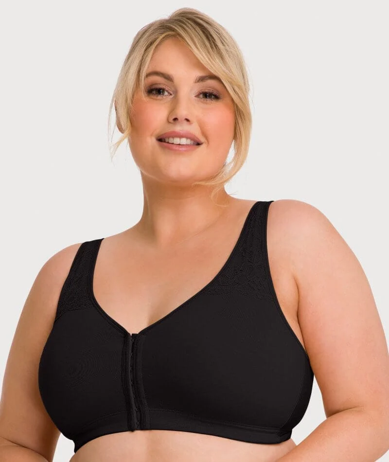 Ava & Audrey Hannah Cotton Wire-Free Front Opening Bra 2 Pack - Black/Frappe - Image 2