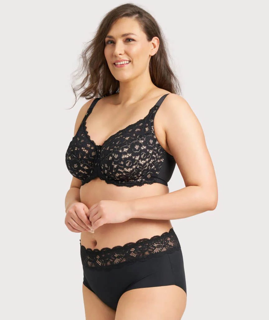Ava & Audrey Jacqueline Lace Full Cup Underwire Bra - Black/Nude - Image 12