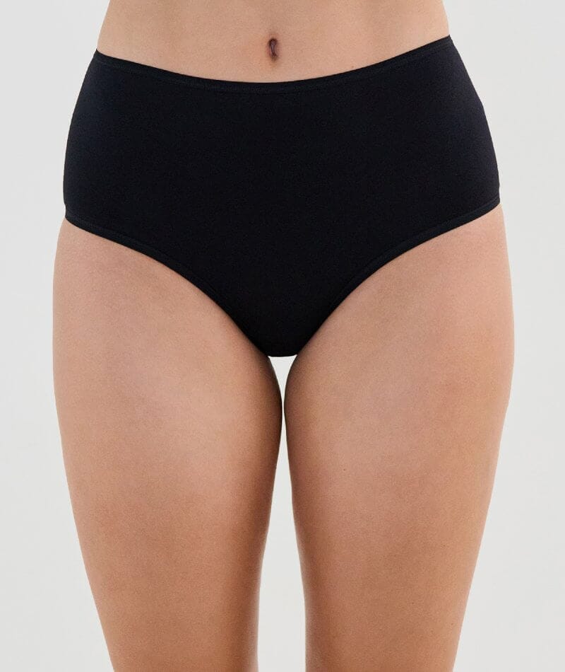 Bendon Cotton and Lace Full Brief - Black