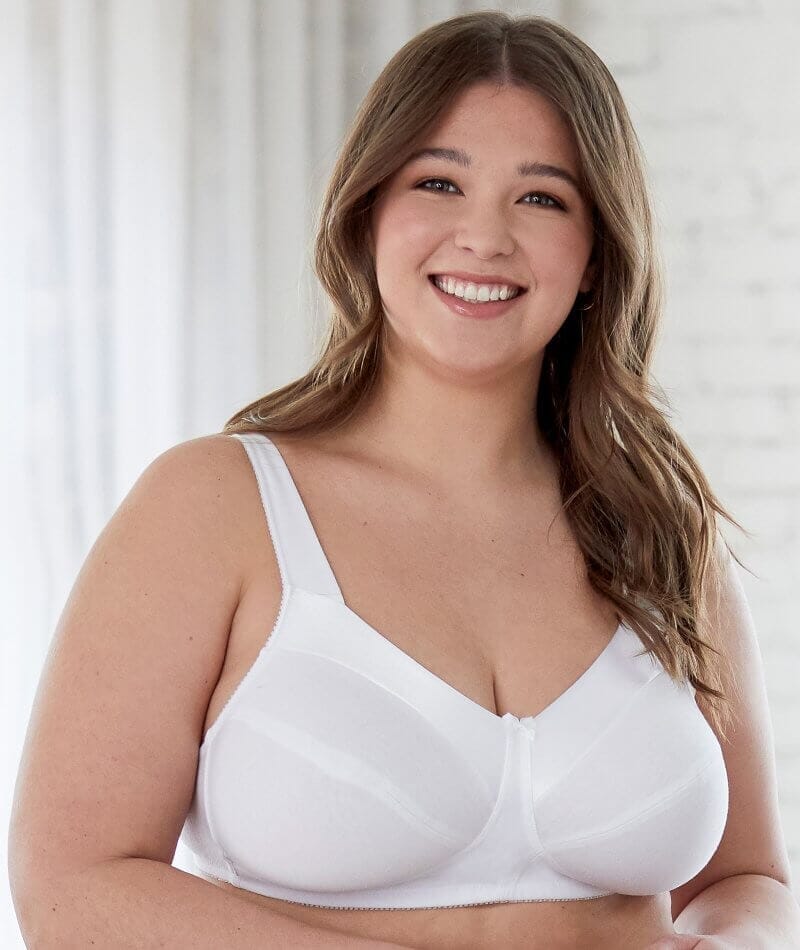 Bestform Satin Trim Wire-Free Cotton Bra With Unlined Cups 2 Pack - Nude/White - Image 6