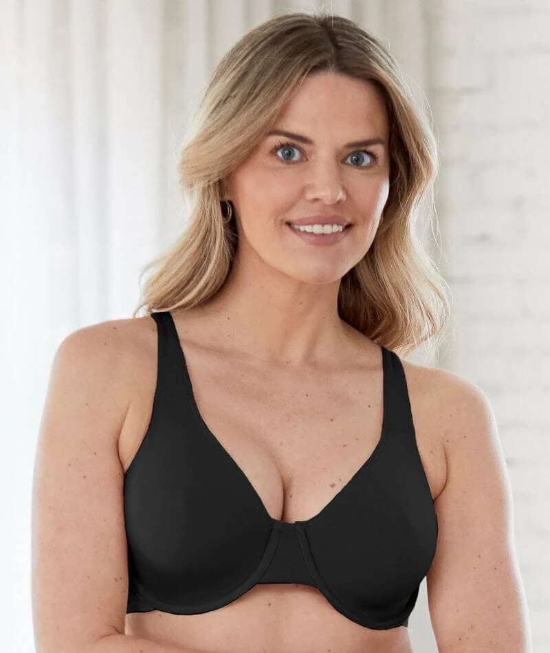 Bestform Unlined Cotton Stretch T-Shirt Bra with Underwire 2 Pack - Black - Image 2