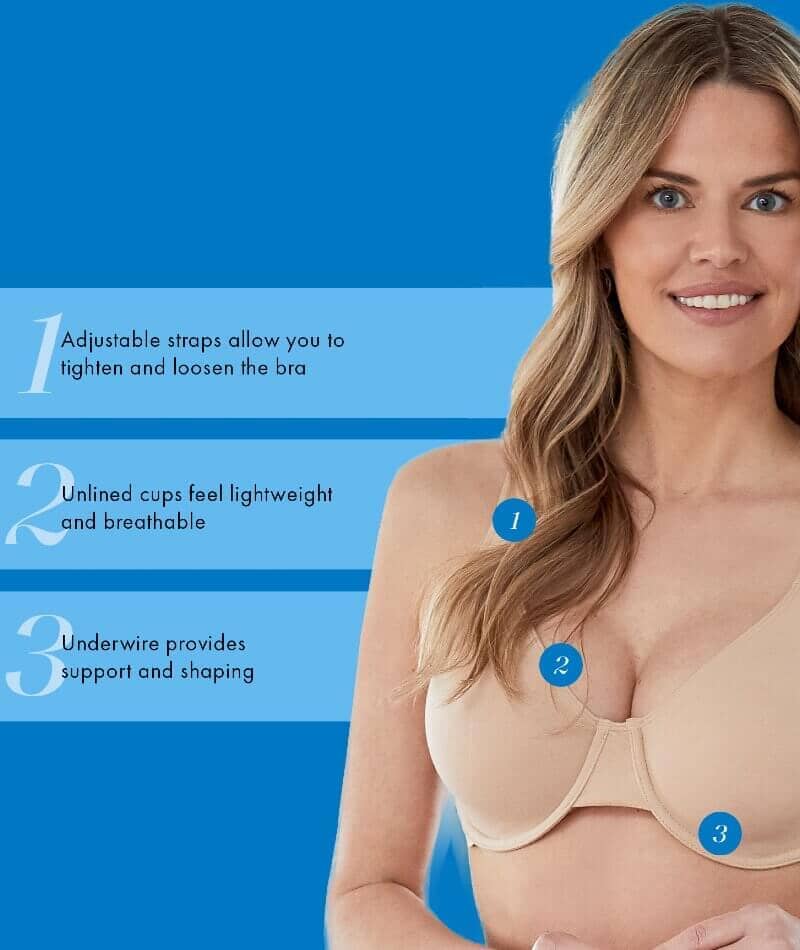 Bestform Unlined Cotton Stretch T-Shirt Bra with Underwire 3 Pack - Sand - Image 5
