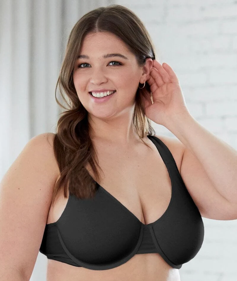 Bestform Unlined Cotton Stretch T-Shirt Bra with Underwire - Black - Image 2