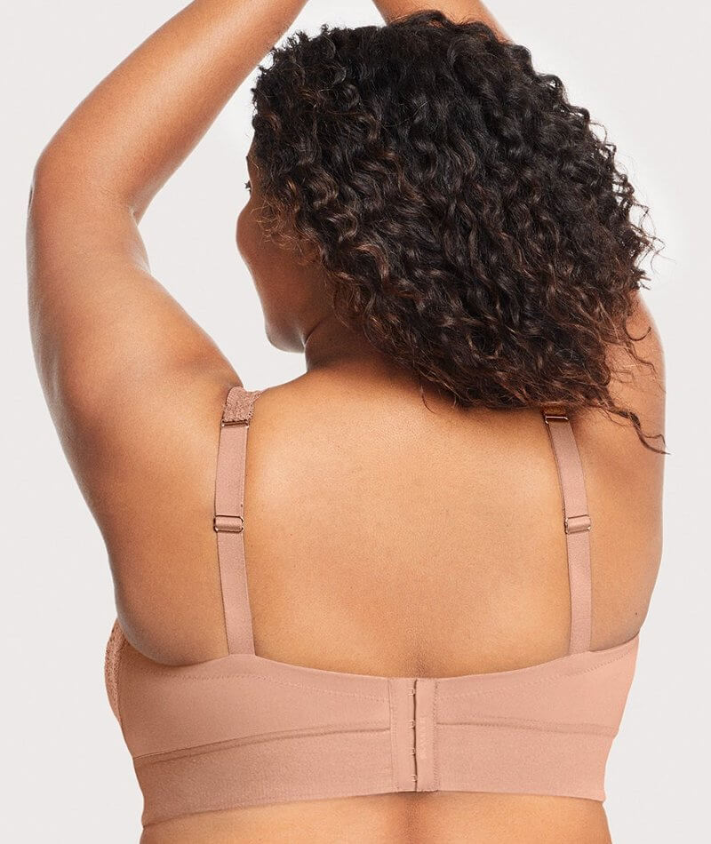 Glamorise Bramour Lexington Lace Plunge Wire-Free Bralette - Cappuccino - Image 2