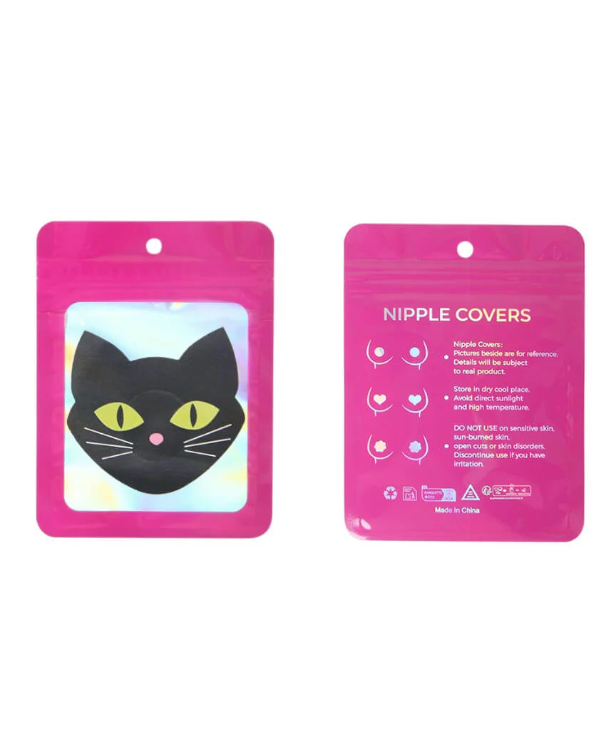 Curvy Cat Shaped Shine In The Dark Nipple Covers - Black - Image 4