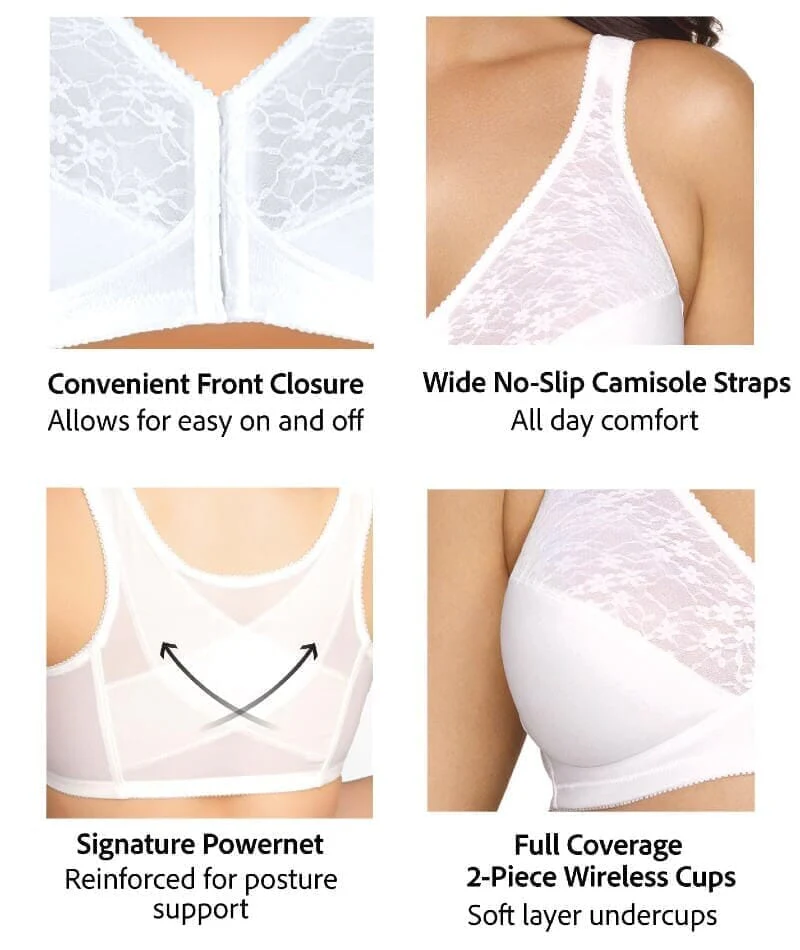 Exquisite Form Fully Front Close Wire-Free Posture Bra With Lace - Walnut - Image 9