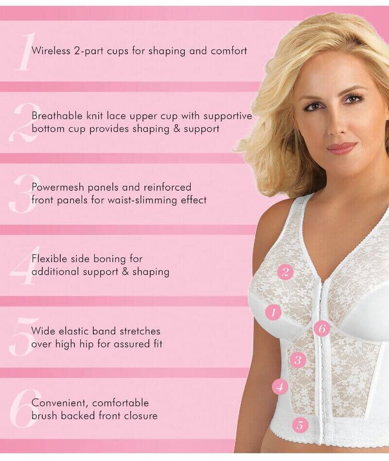 Exquisite Form Fully Front Close Wire-Free Longline Posture With Lace Bra - Rose Beige - Image 6