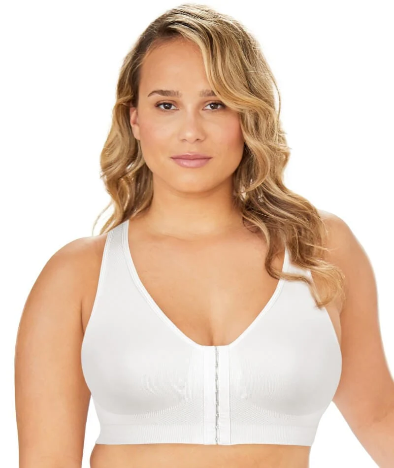 Exquisite Form Fully Seamless Wire-Free Full Coverage Bra with Front Closure - White