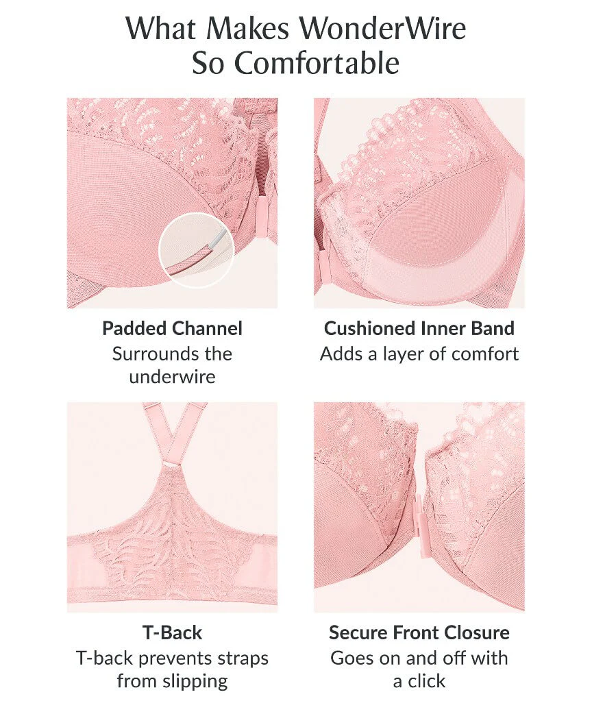 Glamorise Front-Closure T-Back WonderWire Bra - Black - Image 5