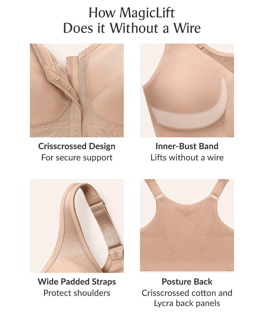 Glamorise Magiclift Front-Closure Posture Back Wire-Free Bra 2 Pack - Black/Cafe - Image 13