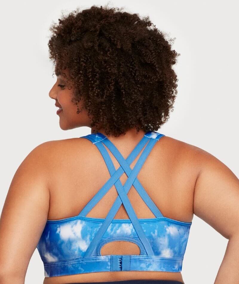 Glamorise Zip Up Front-Closure Wire-Free Sports Bra - Blue Tie-Dye - Image 2
