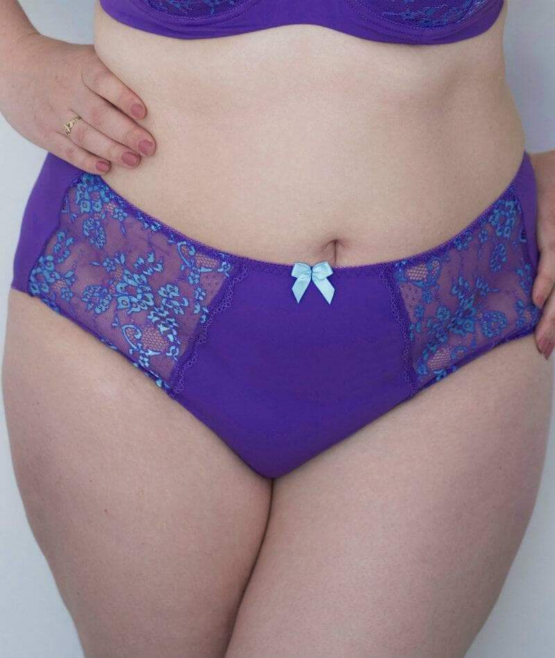 Lady Emprezz Frenchie High Waist Brief - Purple/Aqua