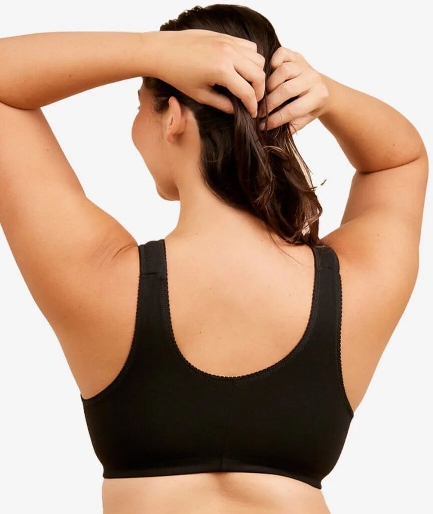 Leading Lady The Meryl Cotton Front Opening Wire-free Leisure Bra - Black - Image 2