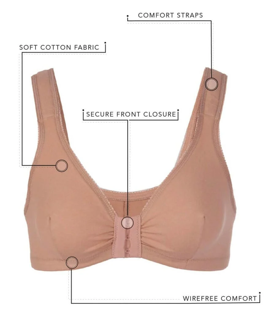 Leading Lady The Meryl Cotton Front Opening Wire-free Leisure Bra - White - Image 10