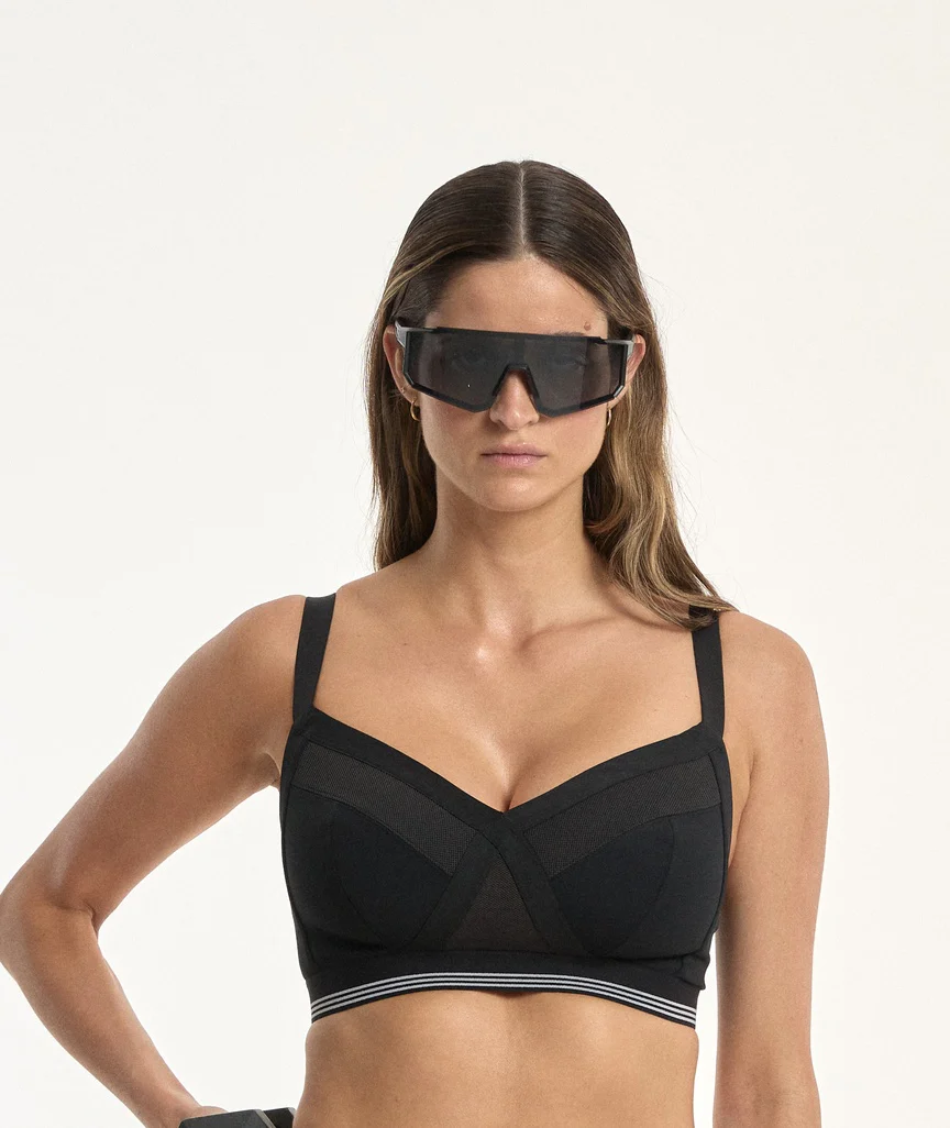 Nala Sporty Support Wirefree Bralette Bra - Licorice/Snow Cone - Image 8