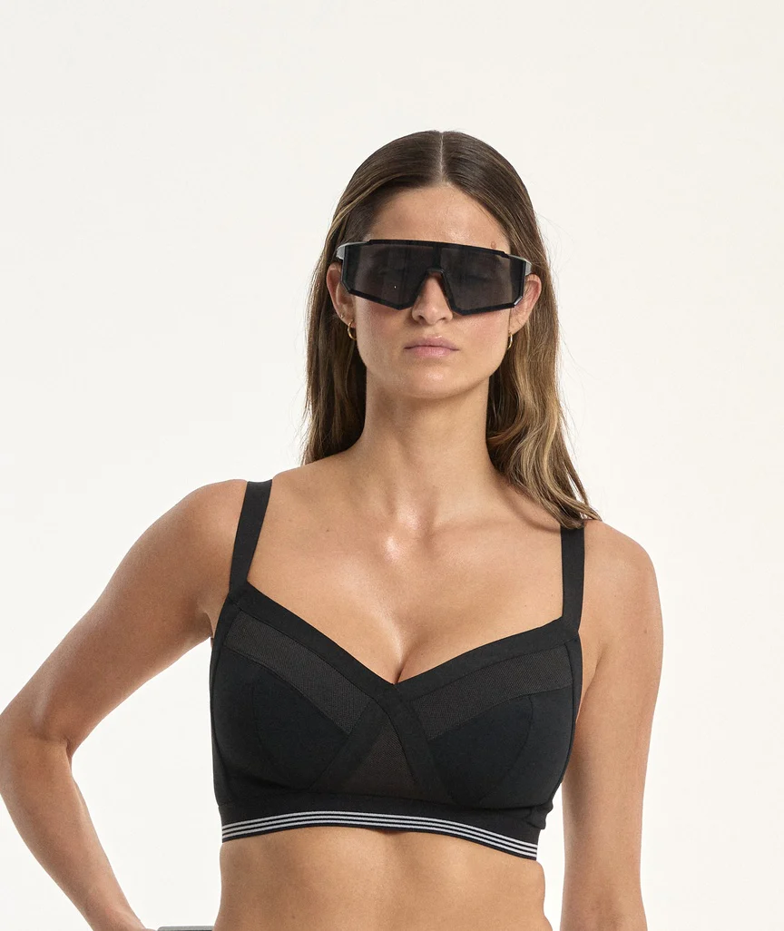 Nala Sporty Support Wirefree Bralette Bra - Licorice/Snow Cone - Image 9