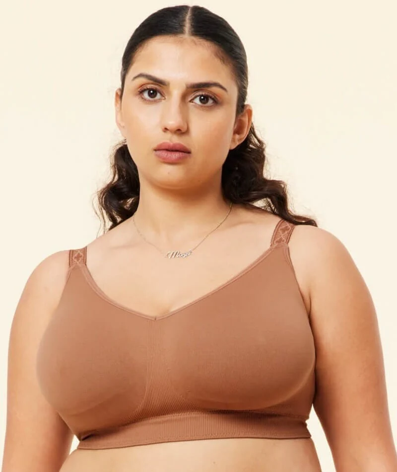 Sugar Candy Fuller Bust Seamless F-Hh Cup Wire-Free Lounge Bra - Clay
