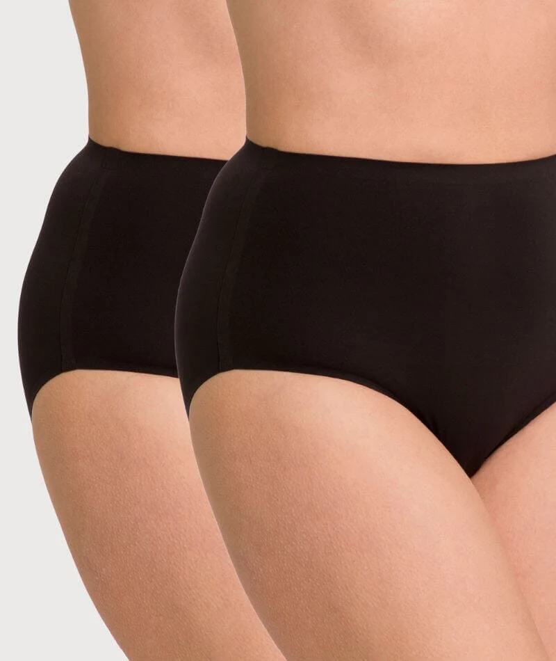 Underbliss Invisibliss No Show Seamless Full Brief 2 pack - Black